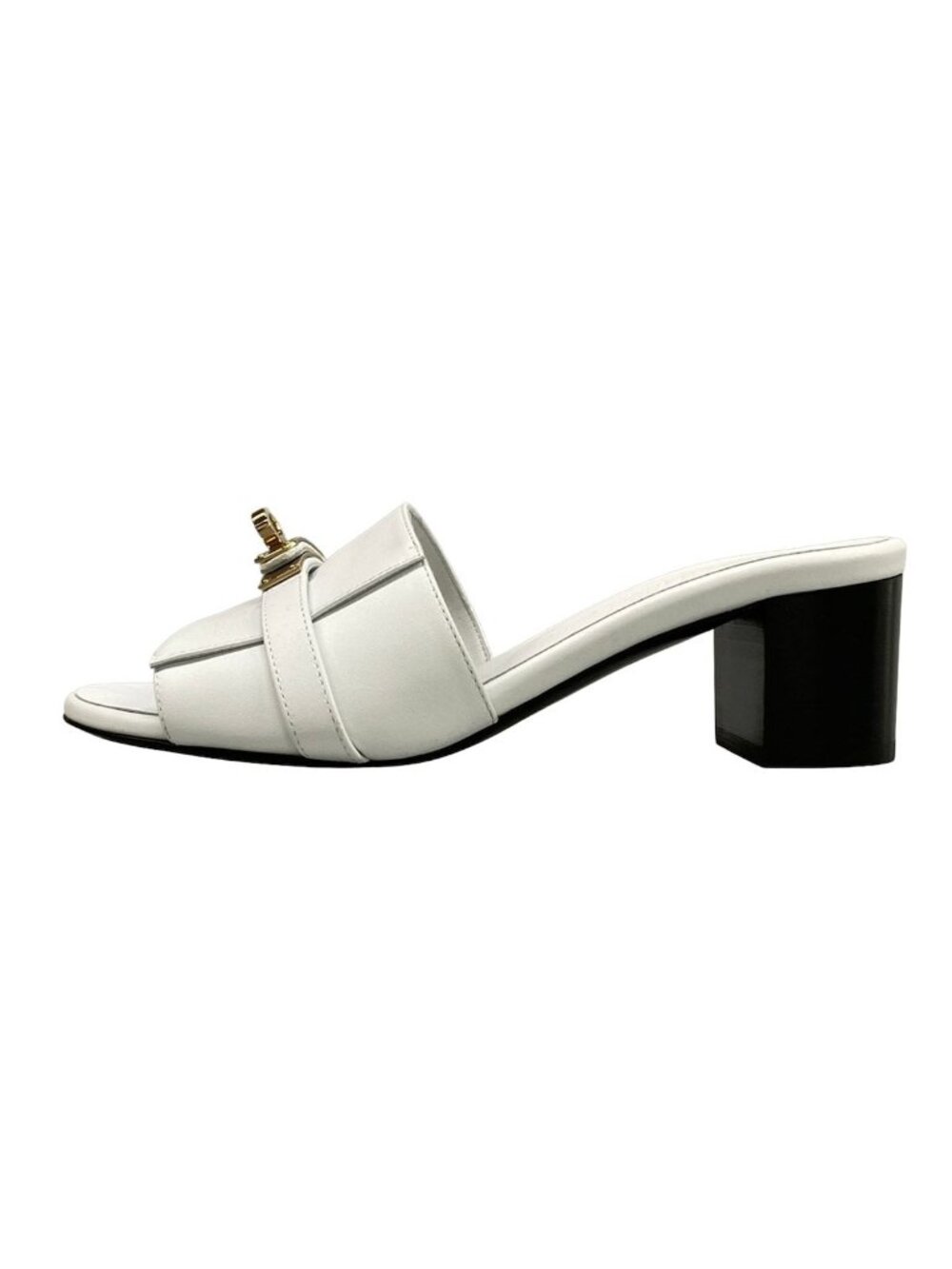 Hermes Mules Jige 50 White Gold Kelly Leather 35 - Picture 1 of 11
